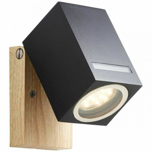 Nástenná Lampa Brilliant Galeni Čierna Prírodná Kov Sklo 20 W GU10