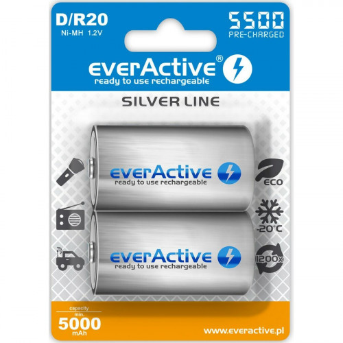 Dobíjacie batérie EverActive EVHRL20-5500 5000 mAh 1,2 V (2 kusov)