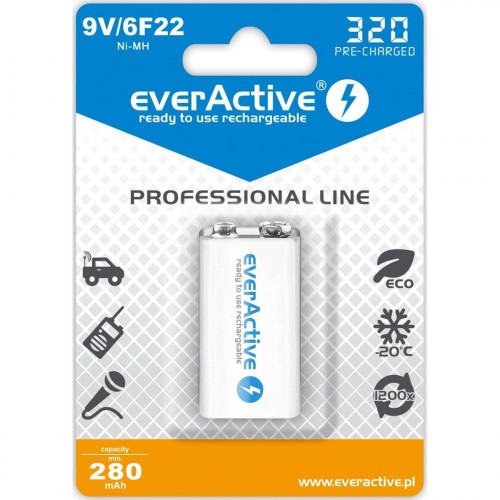 Dobíjacie Batérie EverActive EVHRL22 320 mAh 9 V