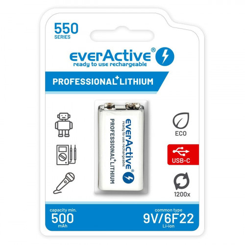 Dobíjacie Batérie EverActive EVHR22-550C 9 V