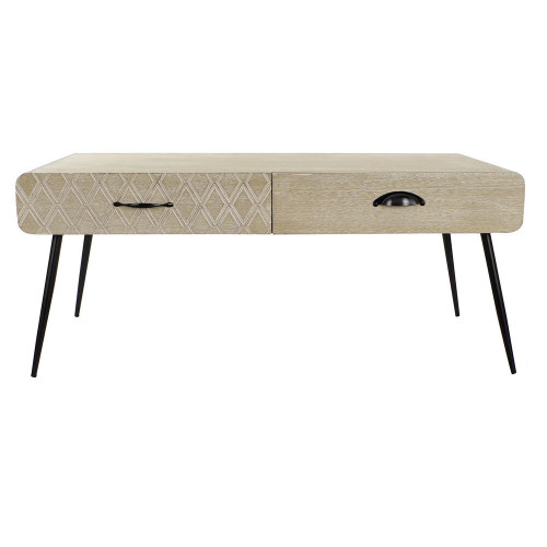Konferenčný stolík DKD Home Decor Čierna Viacfarebná Medený Prírodná Kov Drevo z Paulonie Drevo MDF 100 x 52 x 42,5 cm 100 x 52