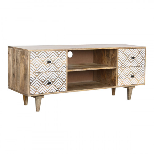 Skrinka na Tv , televízor DKD Home Decor 135 x 40 x 55 cm Prírodná Biela Mangové drevo