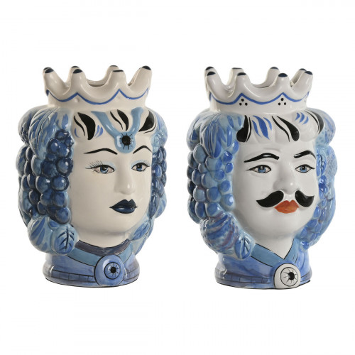 Kvetináč Home ESPRIT Modrá Biela Porcelán 15 x 15 x 26 cm