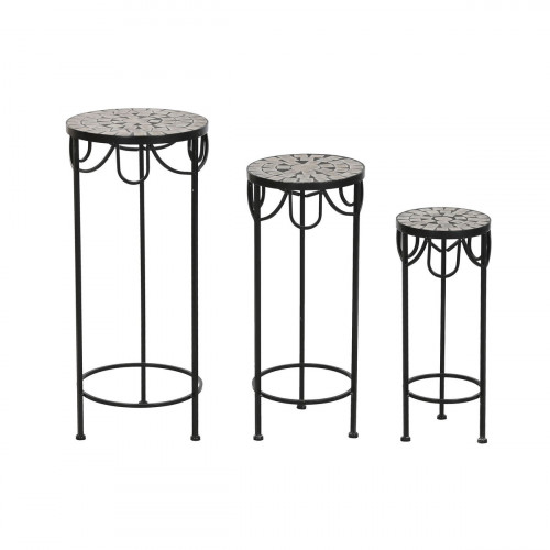 súprava 3 stolov Home ESPRIT Čierna 30 x 30 x 69 cm (3 Kusy)