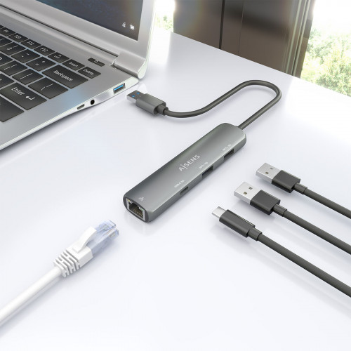 USB rozbočovač Aisens ASUC-4P035-GR Sivá