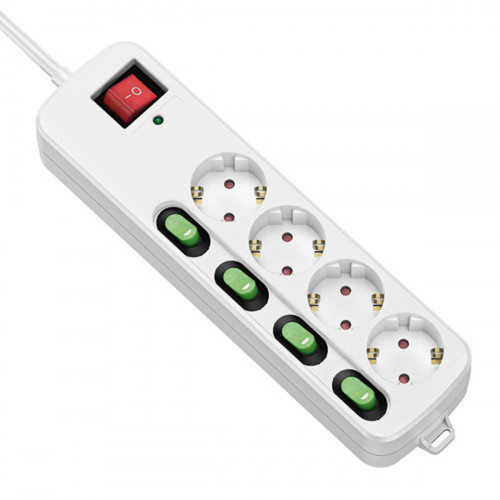 Zásuvka so štyrmi výstupmi bez vypínača TM Electron TMUAD554 Biela 3680 W (1,5 m)