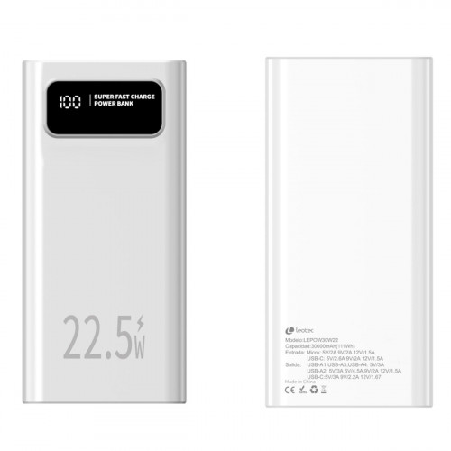 Powerbank LEOTEC LEPOW30W22W Biela 30000 mAh
