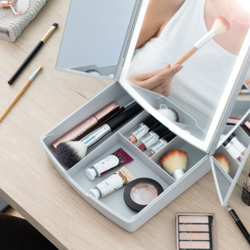 Skladacie LED zrkadlo 3 v 1 s organizérom na make-up Panomir InnovaGoods Skladacie LED zrkadlo 3 v 1 s organizérom na make-up Panomir InnovaGoods
